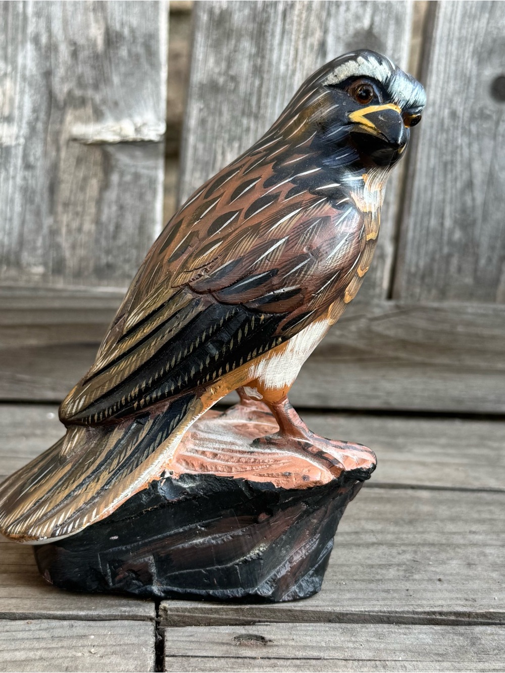 Vintage Action International Painted Stone Falcon Figurine